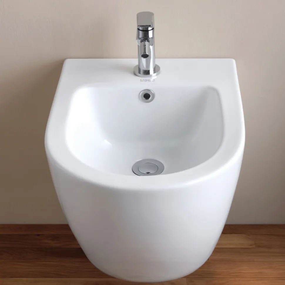 Bidet Monoforo Sospeso in Ceramica Bianca dal Design Moderno - Ginepro