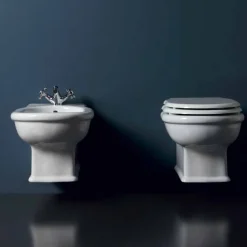 Bidet sospeso classico in ceramica bianca Style 54x36 cm, made Italy