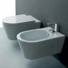 Bidet sospeso in ceramica di design Sun Round 57x37cm, made in Italy