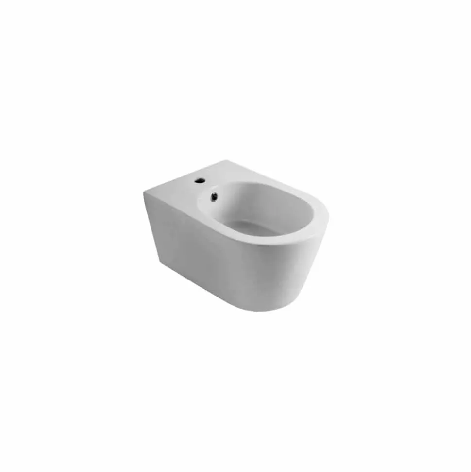 Bidet sospeso in ceramica di design Sun Round 57x37cm, made in Italy