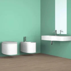 Bidet sospeso in ceramica di moderno design prodotto in Italia, Amleto