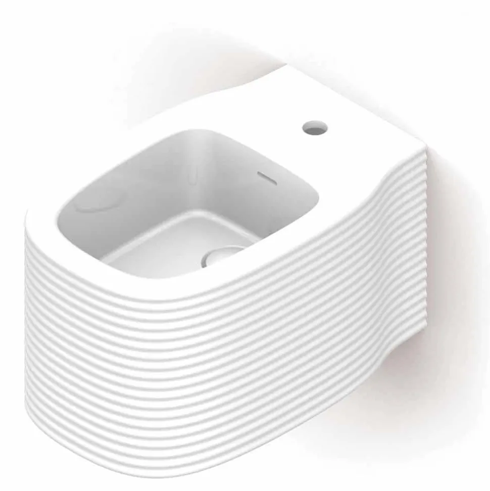 Bidet sospeso in ceramica di moderno design prodotto in Italia, Amleto