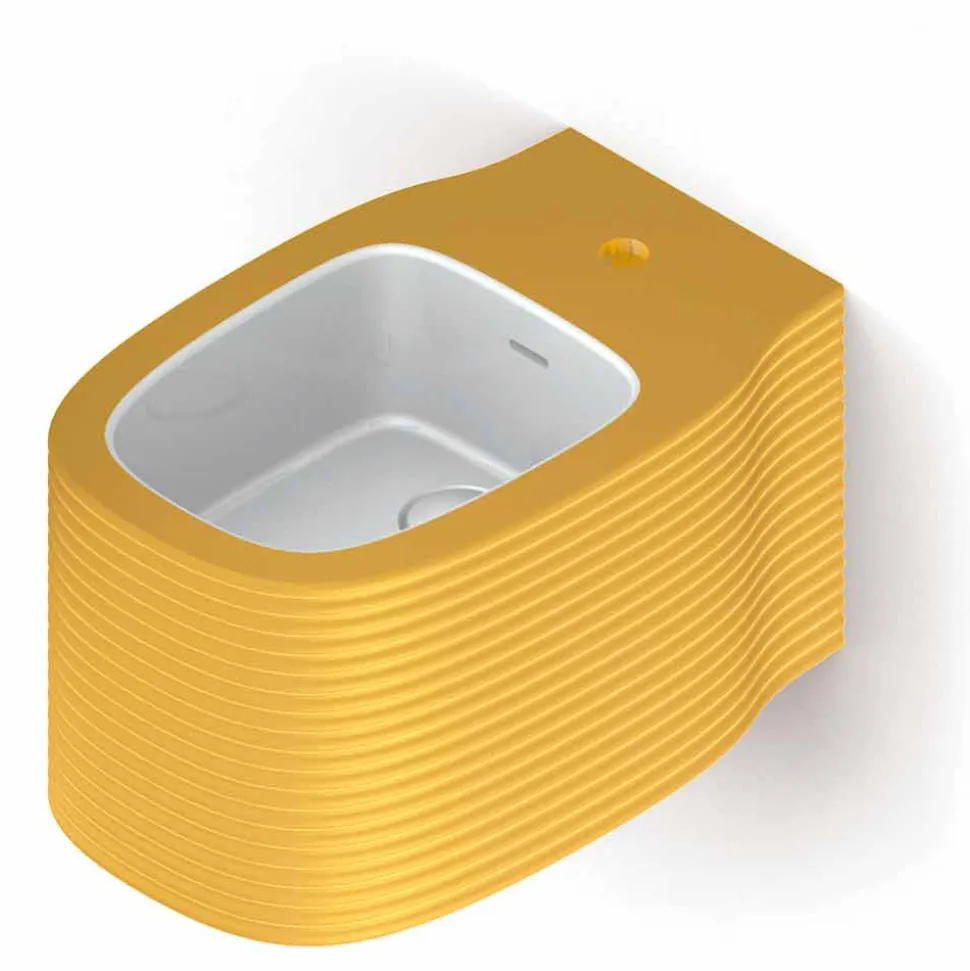 Bidet sospeso in ceramica di moderno design prodotto in Italia, Amleto