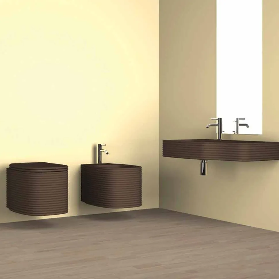 Bidet sospeso in ceramica di moderno design prodotto in Italia, Amleto