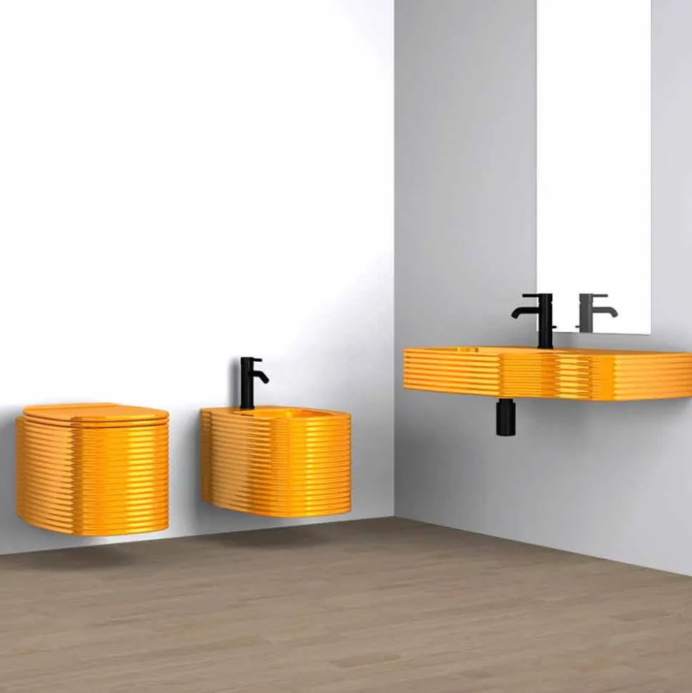 Bidet sospeso in ceramica di moderno design prodotto in Italia, Amleto