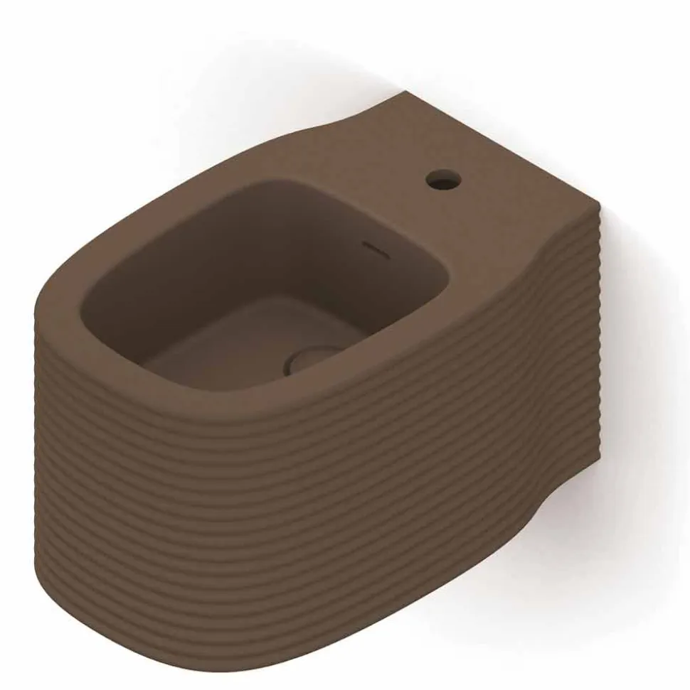 Bidet sospeso in ceramica di moderno design prodotto in Italia, Amleto