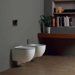 Bidet sospeso moderno in ceramica bianca Star 50x35cm made in Italy