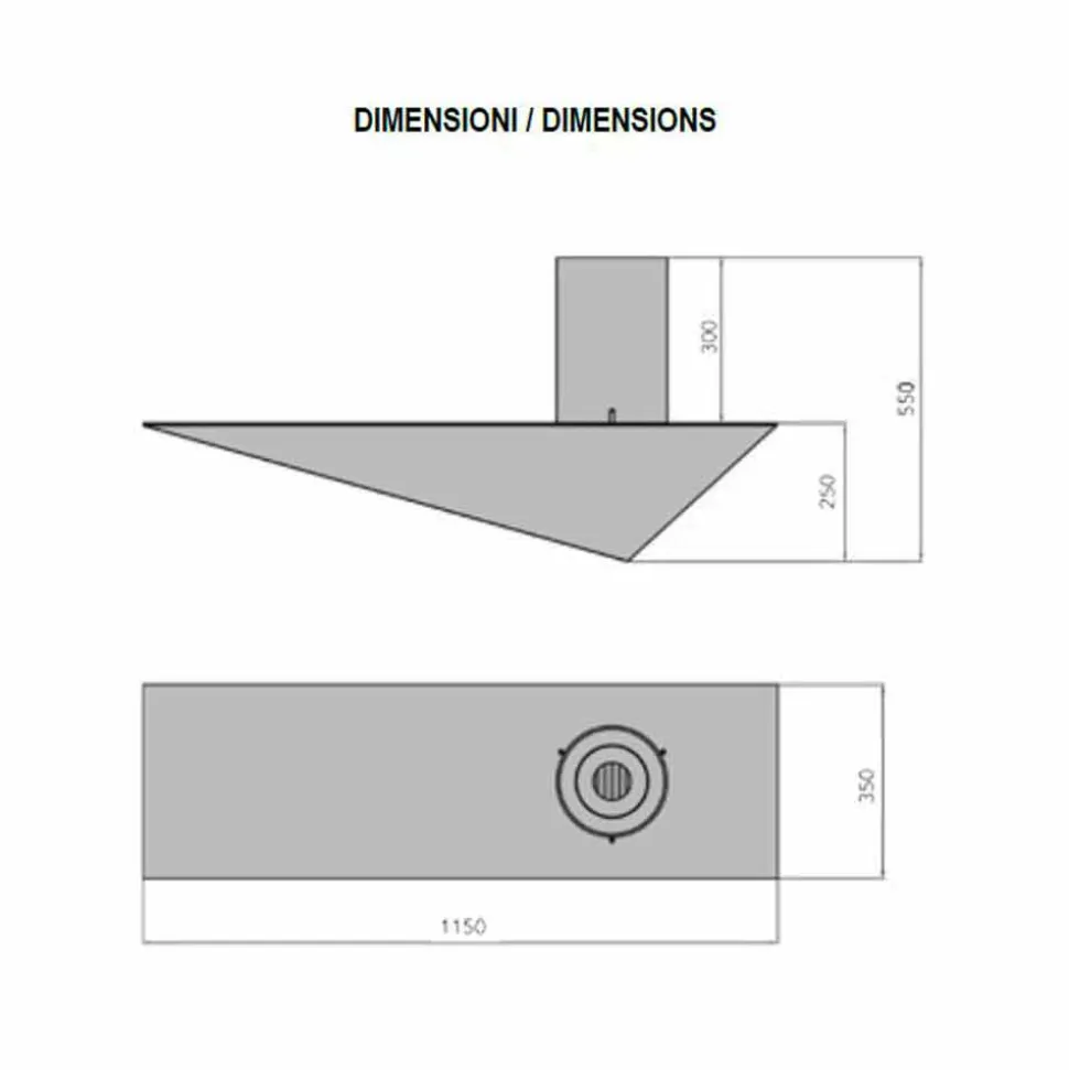 Biocamino da Parete di Design Moderno in Acciaio Verniciato e Vetro - Malcolm