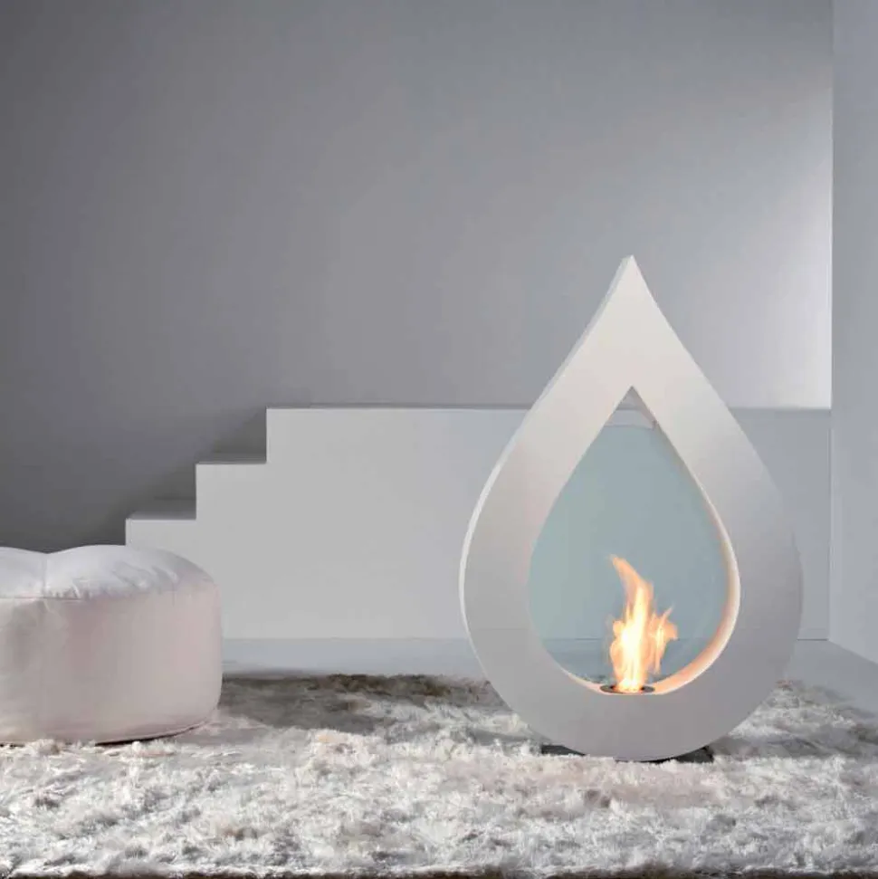 Biocamino da terra a bioetanolo, design moderno a forma di fiamma Todd