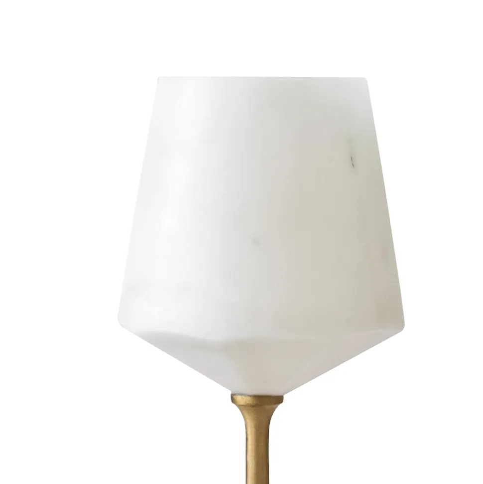 Calice da Vino in Marmo Bianco di Carrara Satinato e Ottone Design - Caglio