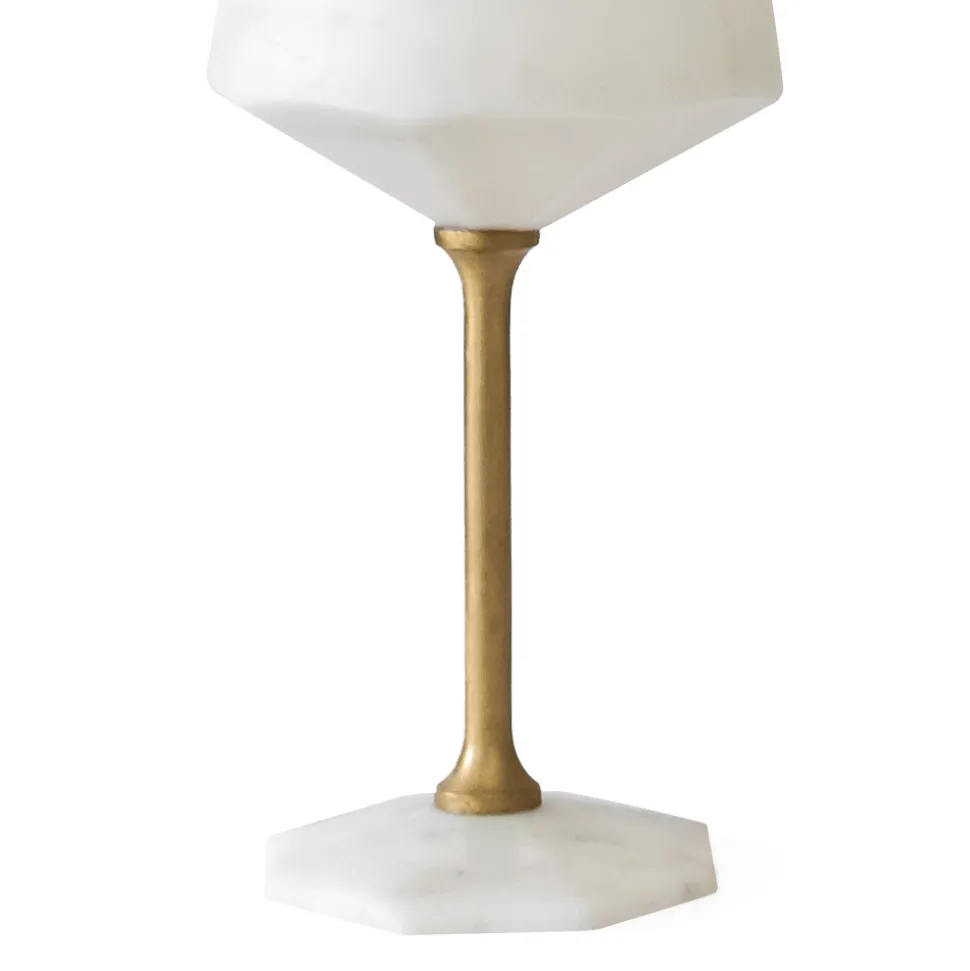 Calice da Vino in Marmo Bianco di Carrara Satinato e Ottone Design - Caglio