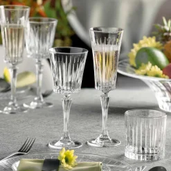 12 Calici Flute da Spumante Decoro Tagli Lineari in Cristallo Eco - Senzatempo