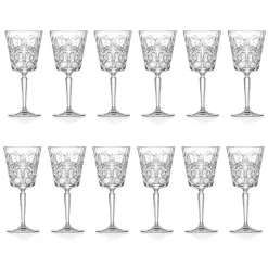 12 Calici per Acqua Bibite o Cocktail Design in Eco Cristallo Decorato - Destino