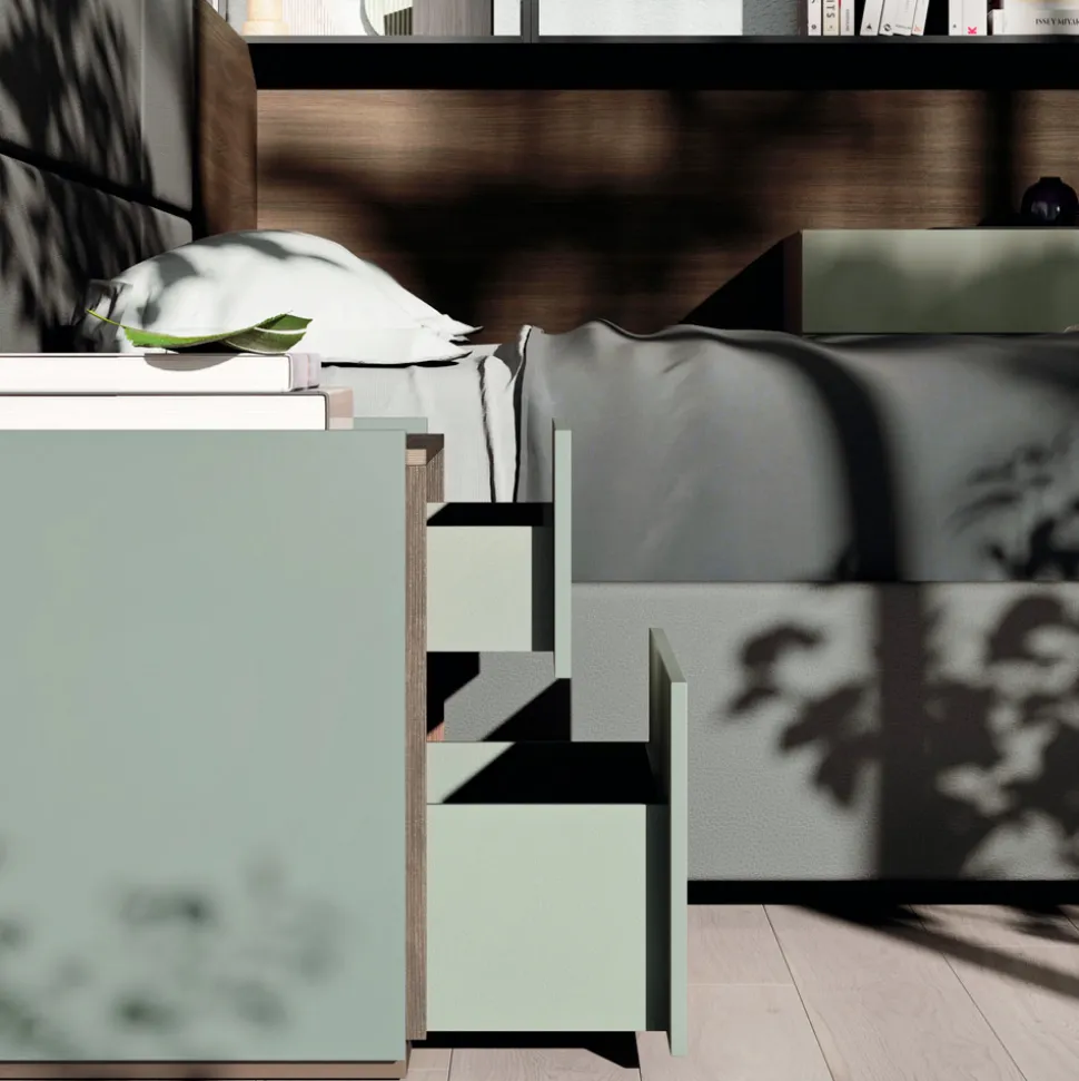 Camera da Letto Matrimoniale a 5 Elementi Made in Italy di Lusso - Smeraldo