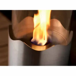 Caminetto a bioetanolo da tavolo in acciaio inox e vetro Leon, made in Italy