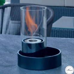 Caminetto a bioetanolo da tavolo in ceramica e vetro Jim, made in Italy