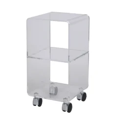Carrello Colonna in Cristallo Acrilico Trasparente 1 o 3 Ripiani - Minervo