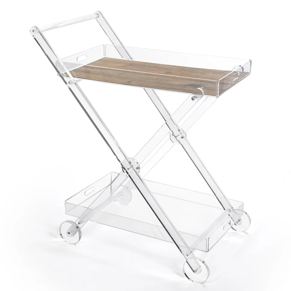 Carrello da Cucina 4 Ruote in Plexiglass Trasparente o con Legno - Magimbo