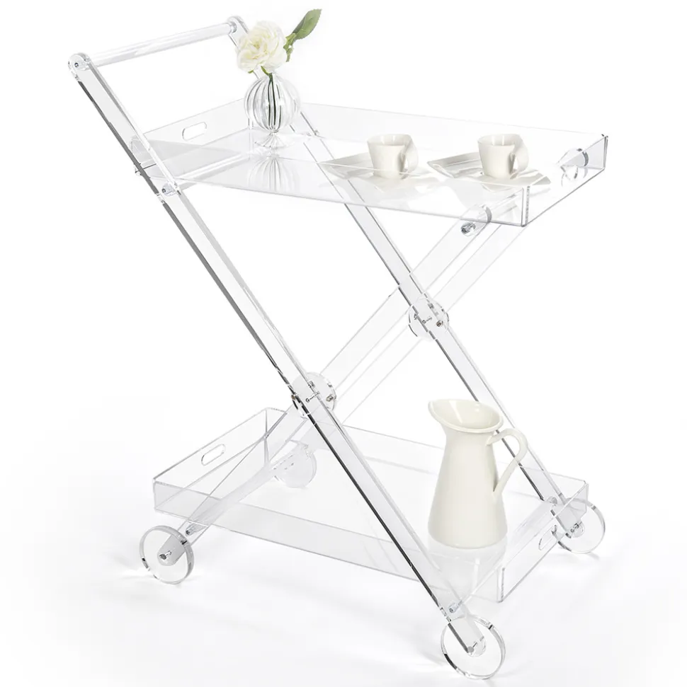 Carrello da Cucina 4 Ruote in Plexiglass Trasparente o con Legno - Magimbo