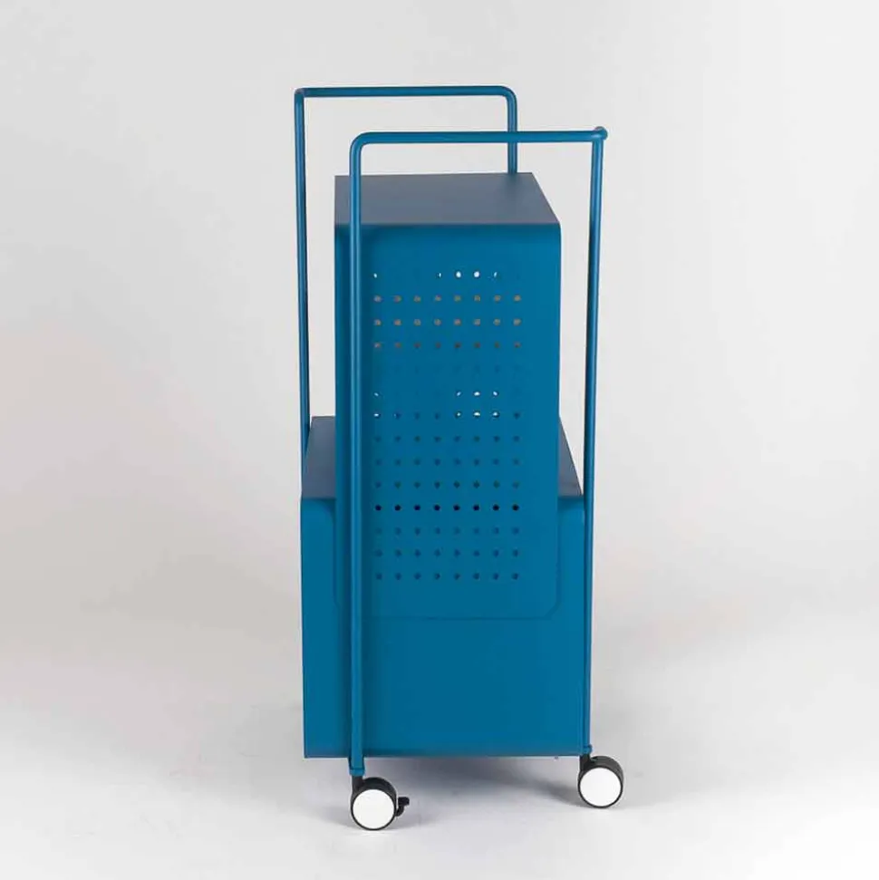 Carrello di Design in Acciaio con Piano in Frassino Made in Italy - Murella