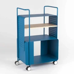 Carrello di Design in Acciaio con Piano in Frassino Made in Italy - Murella