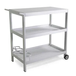 Carrello in Alluminio di Diverse Finiture con Ruote e 3 Ripiani- Tenda