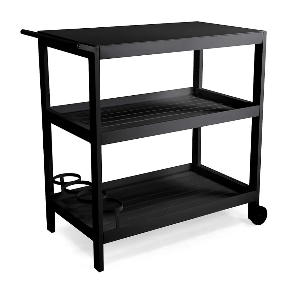 Carrello in Alluminio di Diverse Finiture con Ruote e 3 Ripiani- Tenda