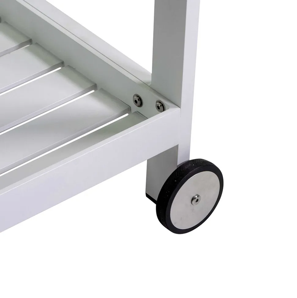 Carrello in Alluminio di Diverse Finiture con Ruote e 3 Ripiani- Tenda
