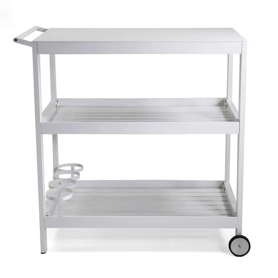 Carrello in Alluminio di Diverse Finiture con Ruote e 3 Ripiani- Tenda