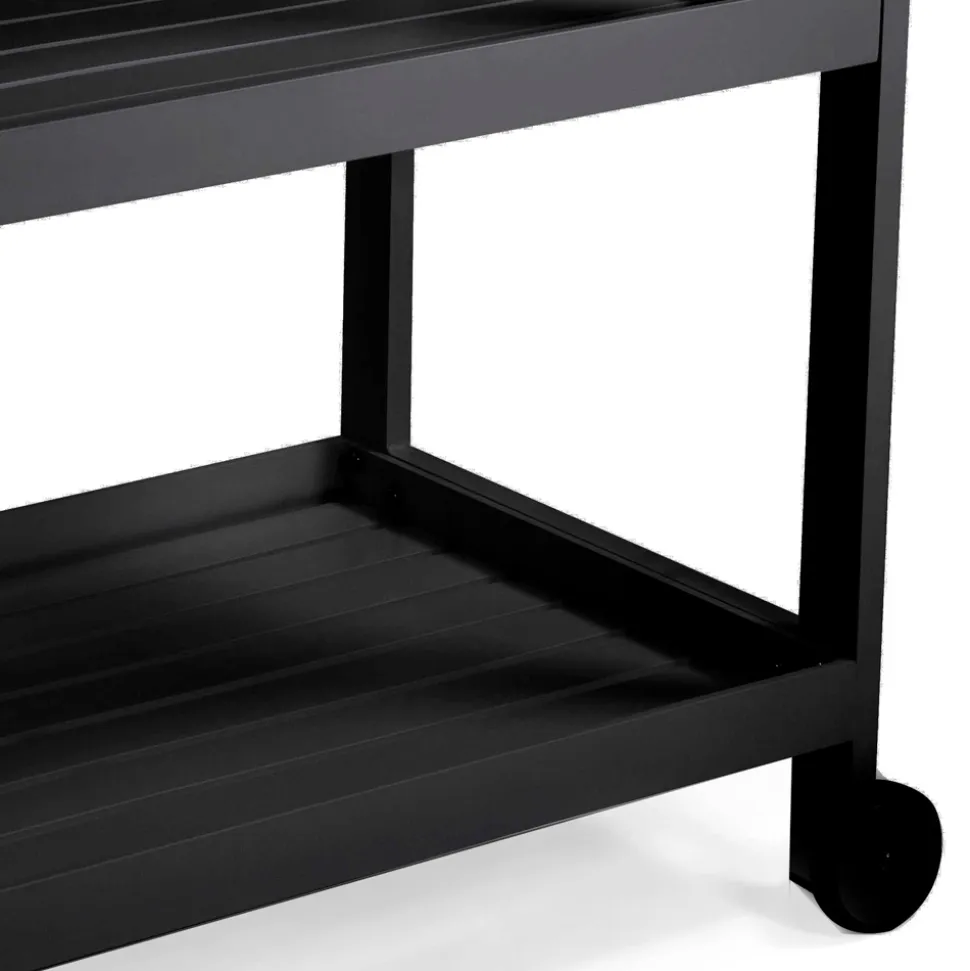 Carrello in Alluminio di Diverse Finiture con Ruote e 3 Ripiani- Tenda