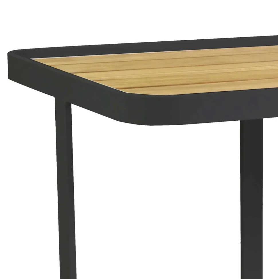 Carrello in Alluminio di Diverse Finiture con Ruote e Piano in Teak - Tenda