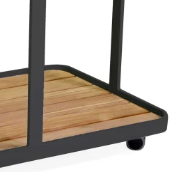 Carrello in Alluminio di Diverse Finiture con Ruote e Piano in Teak - Tenda