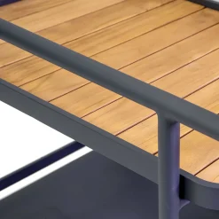 Carrello in Alluminio di Diverse Finiture con Ruote e Dettagli in Teak - Tenda