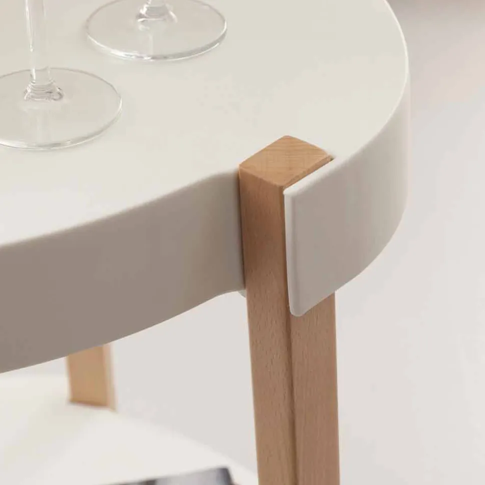 Carrello in faggio naturale e polipropilene bianco con ruote Pineto