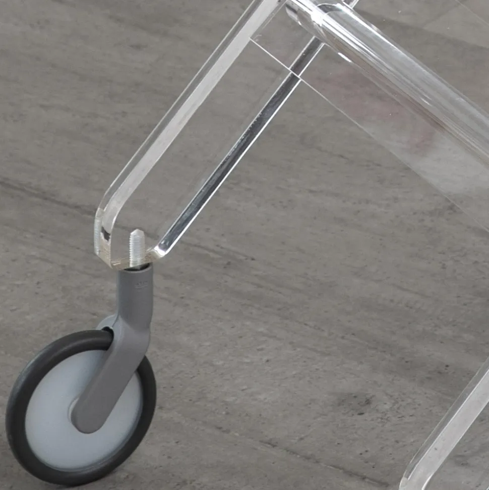 Carrello Pieghevole in Cristallo Acrilico Trasparente 2 Vassoi - Aristocle