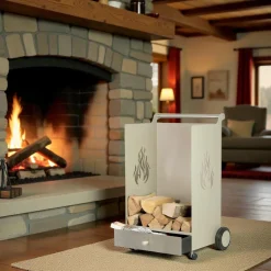 Carrello Portalegna con Cassetto e Ruote Made in Italy - Alpaca