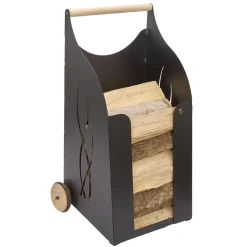 Carrello Portalegna da Interno Ferro Verniciato Nero Made in Italy - Chloe