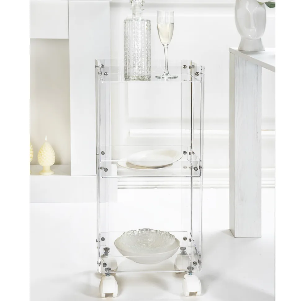 Carrello Porta Vivande in Plexiglass Trasparente Made in Italy - Galatius