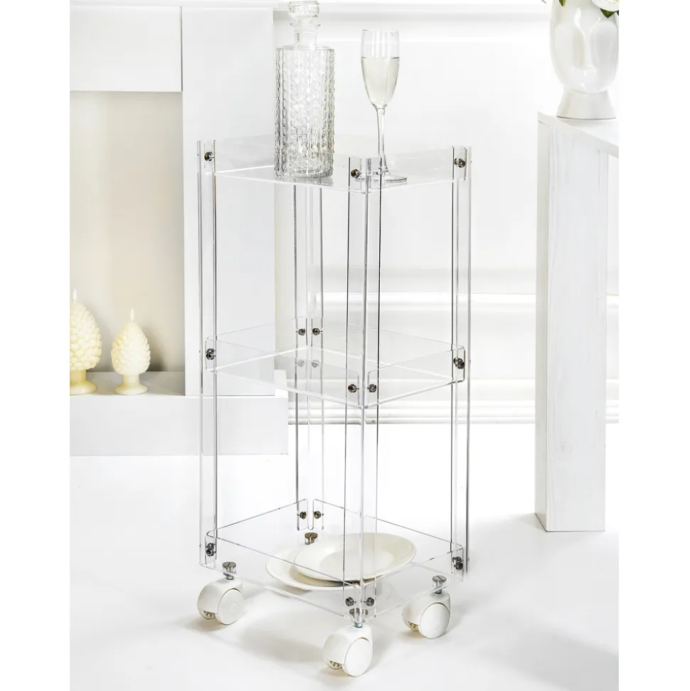 Carrello Porta Vivande in Plexiglass Trasparente Made in Italy - Galatius