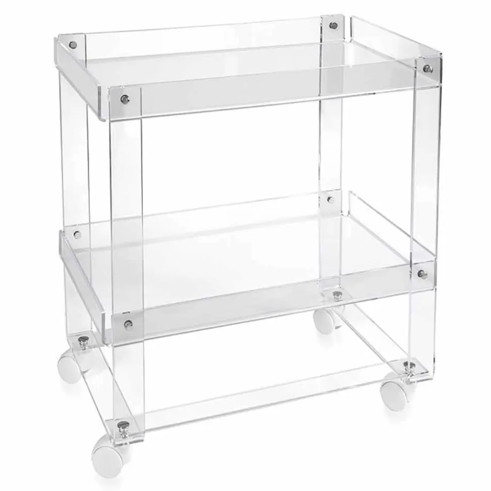Carrello portavivande moderno a 2 ripiani L 60,5cm in plexiglass Diso