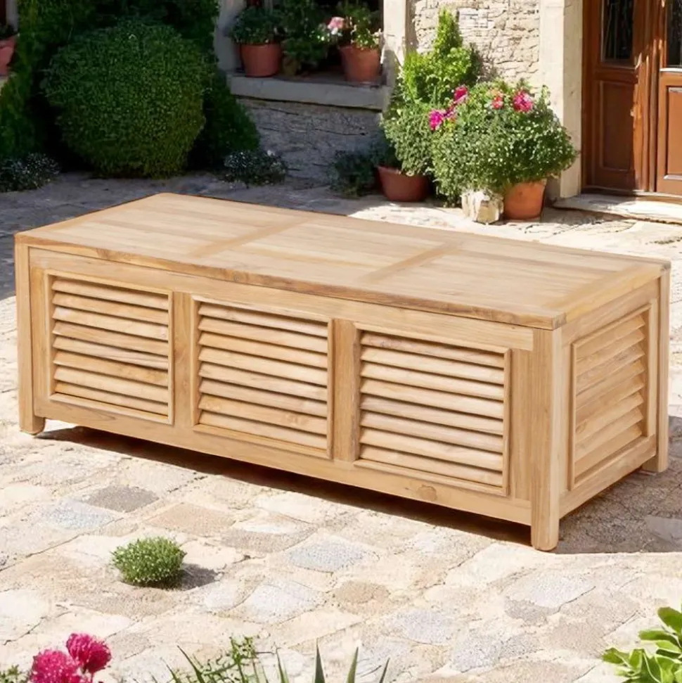 Cassapanca da Giardino Realizzata in Teak Naturale - Nascondi