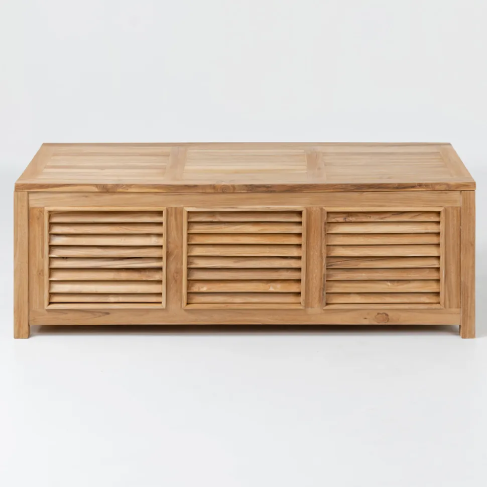 Cassapanca da Giardino Realizzata in Teak Naturale - Nascondi
