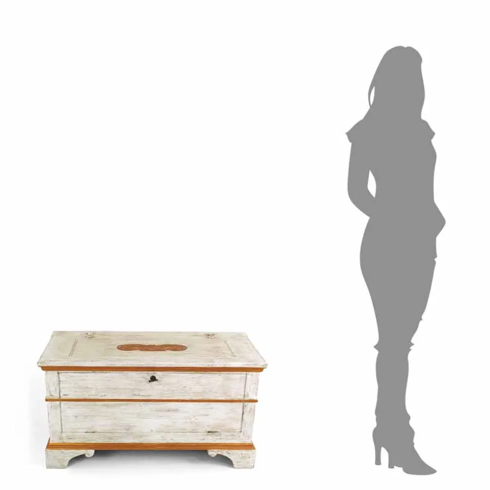 Cassapanca Fatta a Mano in Legno Massello con Profili Oro Made in Italy - Caio