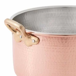 Casseruola Alta in Rame Stagnato a Mano Tonda con 2 Manici 28 cm - Gianfranco