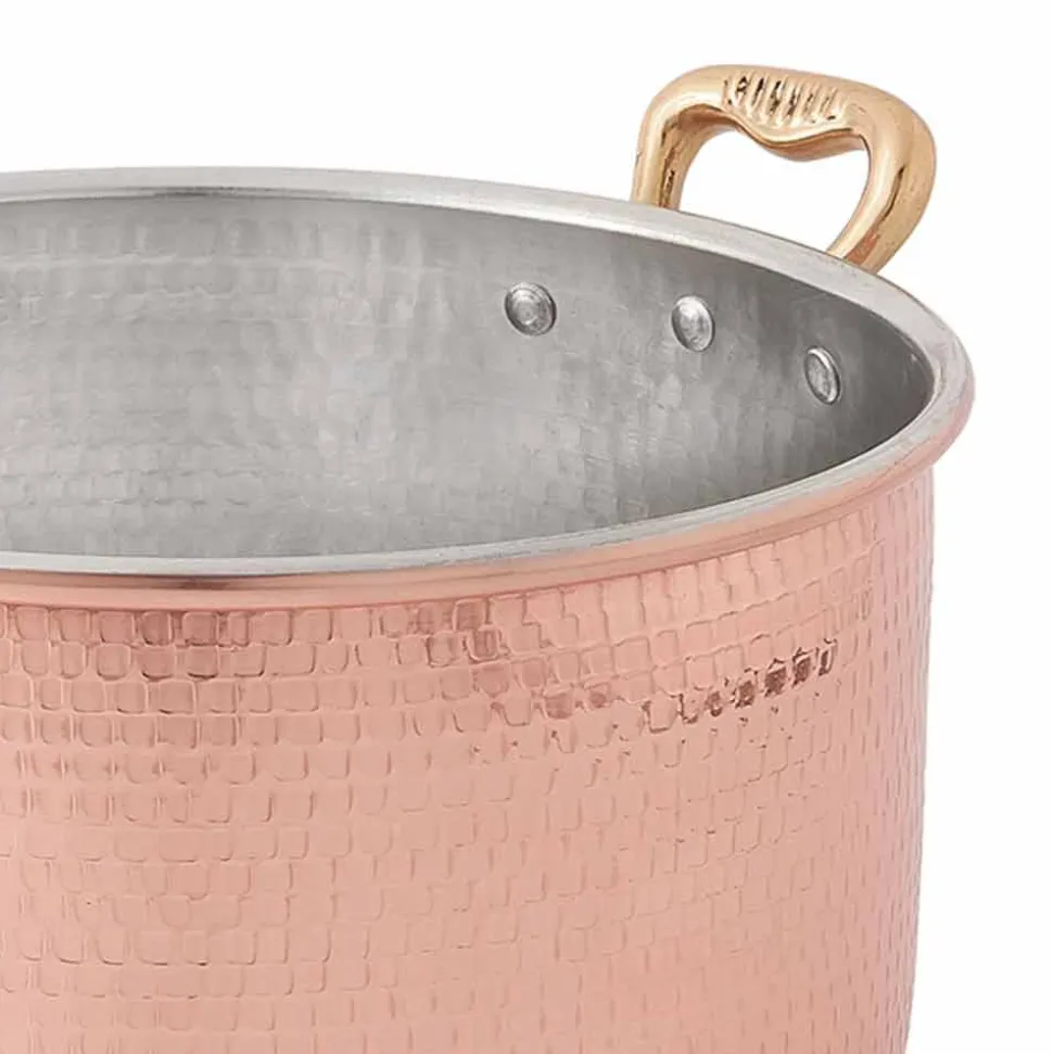 Casseruola Alta in Rame Stagnato a Mano Tonda con 2 Manici 28 cm - Gianfranco