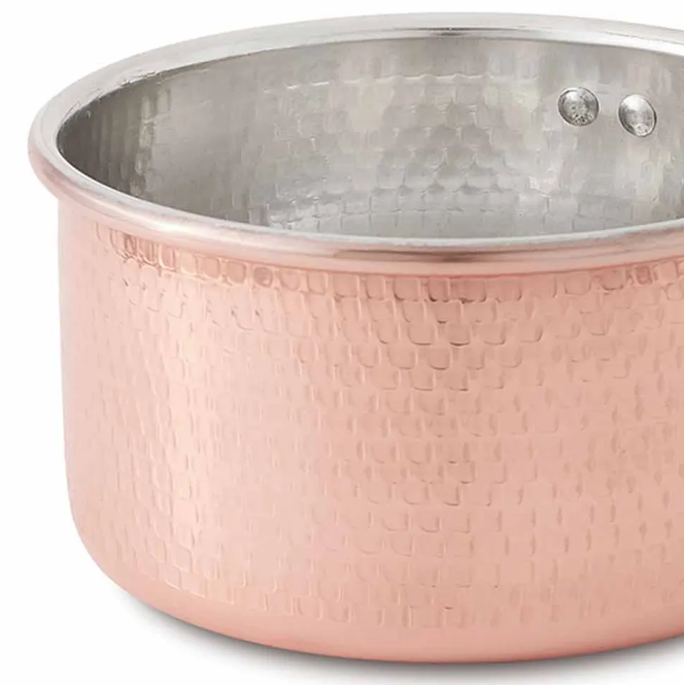 Casseruola Alta Tonda in Rame Stagnato a Mano con Manico 24 cm - Giancarlo
