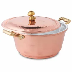 Casseruola in Rame da Forno Conica Stagnata a Mano e Coperchio 24 cm - Marialuna