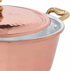 Casseruola in Rame da Forno Conica Stagnata a Mano e Coperchio 24 cm - Marialuna