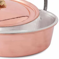 Casseruola in Rame Stagnato a Mano, Coperchio e Manico ad Arco 28 cm - MariaG
