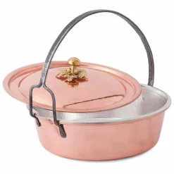 Casseruola in Rame Stagnato a Mano, Coperchio e Manico ad Arco 28 cm - MariaG